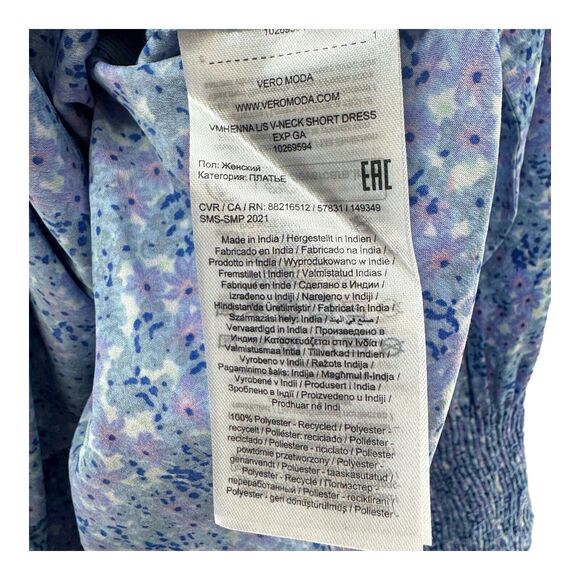 Vero Moda Henna Dress Womens Small Floral Ruffle Long Sleeve Mini Sundress NWT - Picture 8 of 16